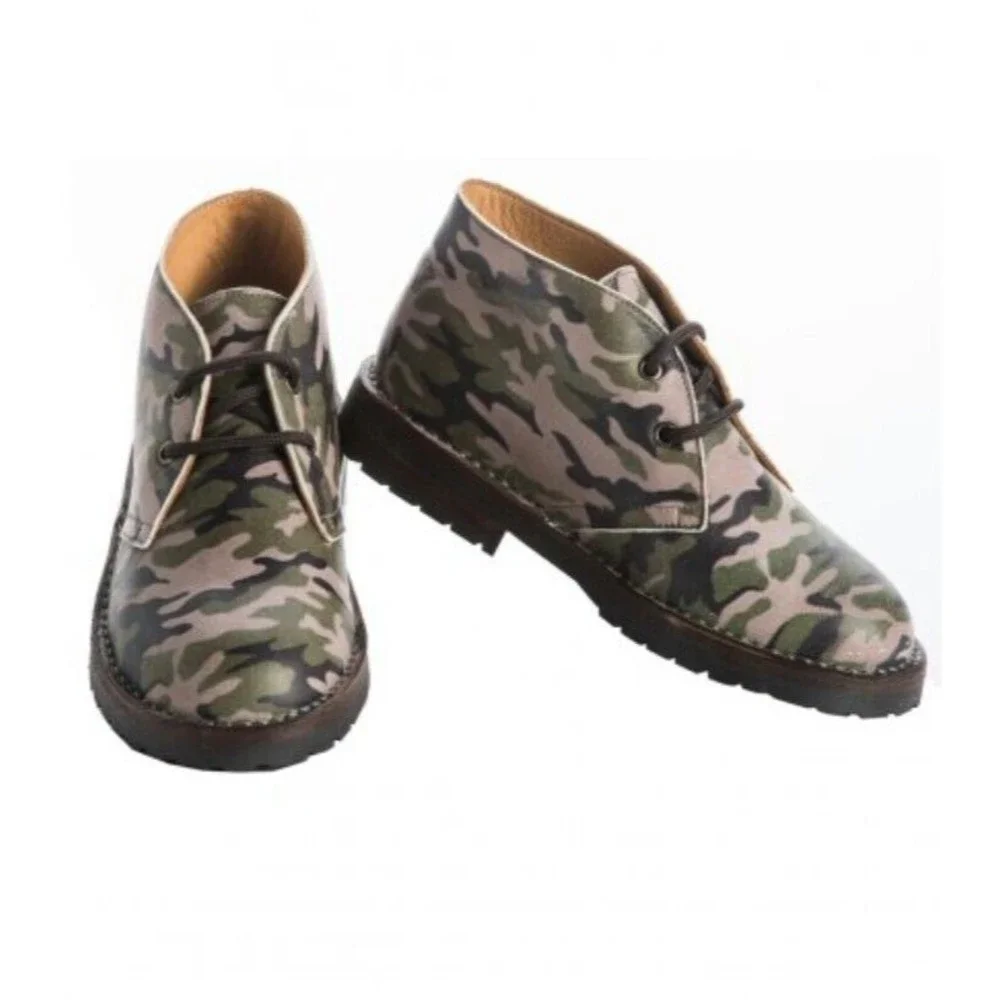 New PePe Camouflager Boots boys Girls made in Italy leather size 12 eu 30 shoes